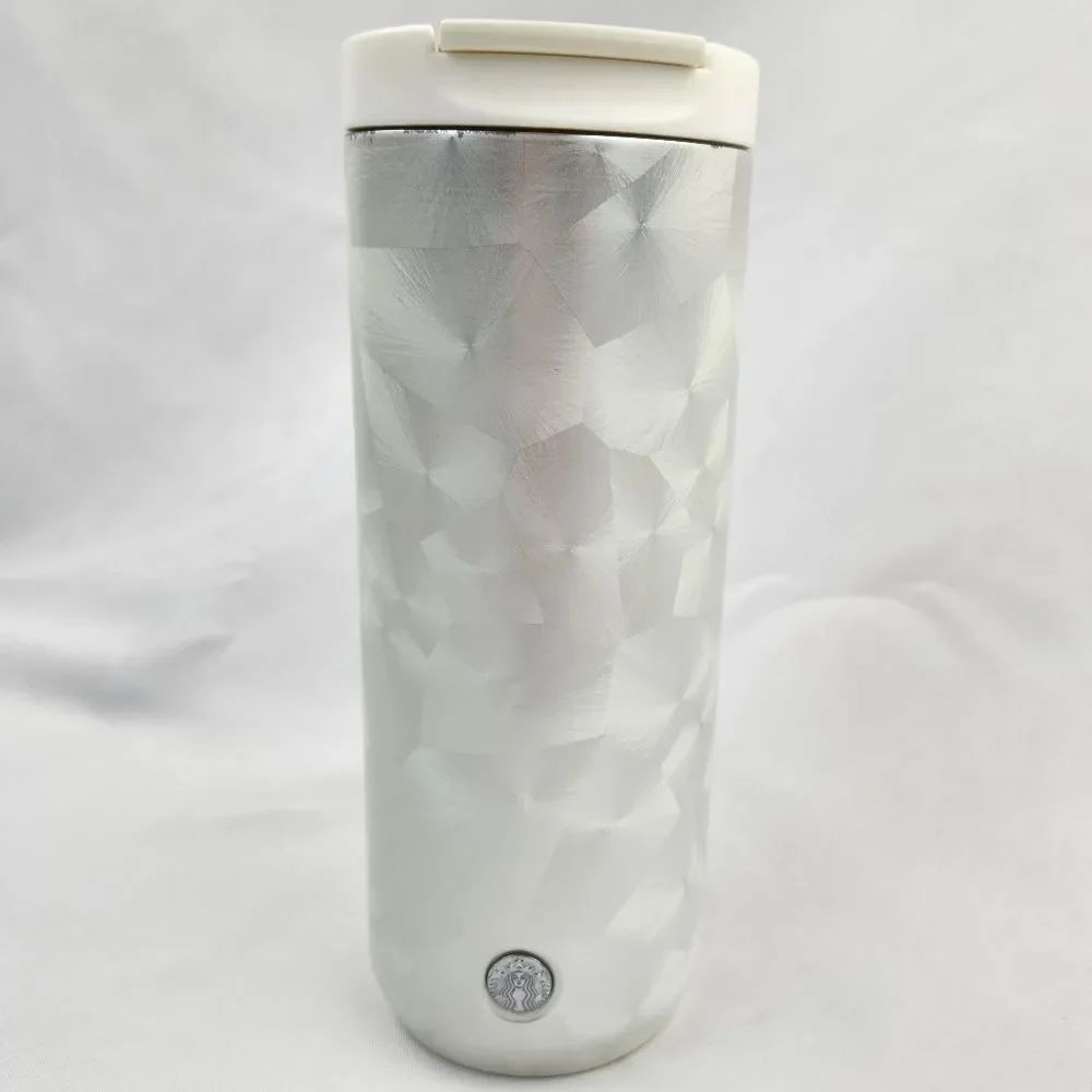 🔸️NWT Starbucks 2021 White Pearl Holiday Stainless Steel 12oz Travel Tumbler